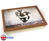 Banksy Bomb Hug Lap Tray - Wood Effect Frame