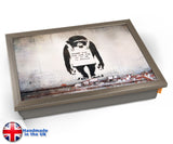 Banksy Chimp in Charge Lap Tray - Chrome Effect Frame