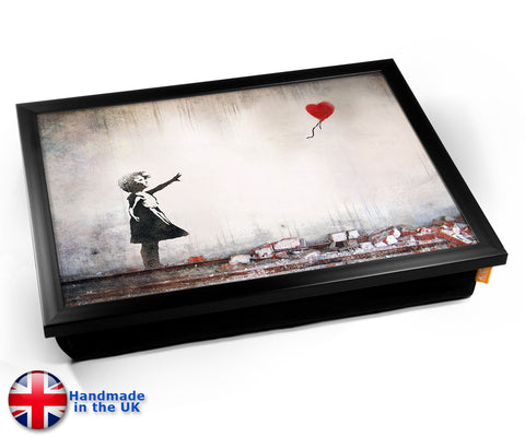 Banksy Heart Balloon Lap Tray - Black Frame