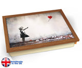 Banksy Heart Balloon Lap Tray - Wood Effect Frame