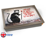 Banksy Out of Bed Rat Lap Tray - Chrome Effect Frame