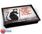 Banksy Out of Bed Rat Lap Tray - Black Frame