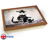 Banksy Rap Rat Lap Tray - Wood Effect Frame