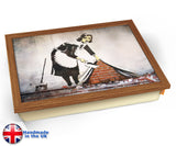 Banksy Street Maid Lap Tray - Wood Effect Frame