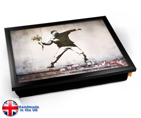 Banksy Thug Flowers Lap Tray - Black Frame