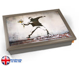 Banksy Thug Flowers Lap Tray - Chrome Effect Frame